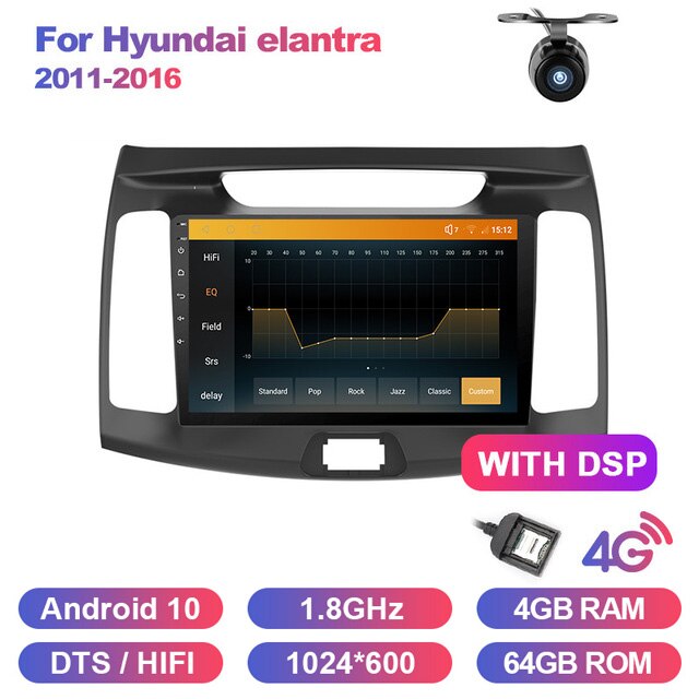 Eunavi Android 10 DSP DTS HIFI Car Radio For Hyundai elantra 2011-2016 Multimedia Video Player 2 Din Headunit Stereo Audio GPS