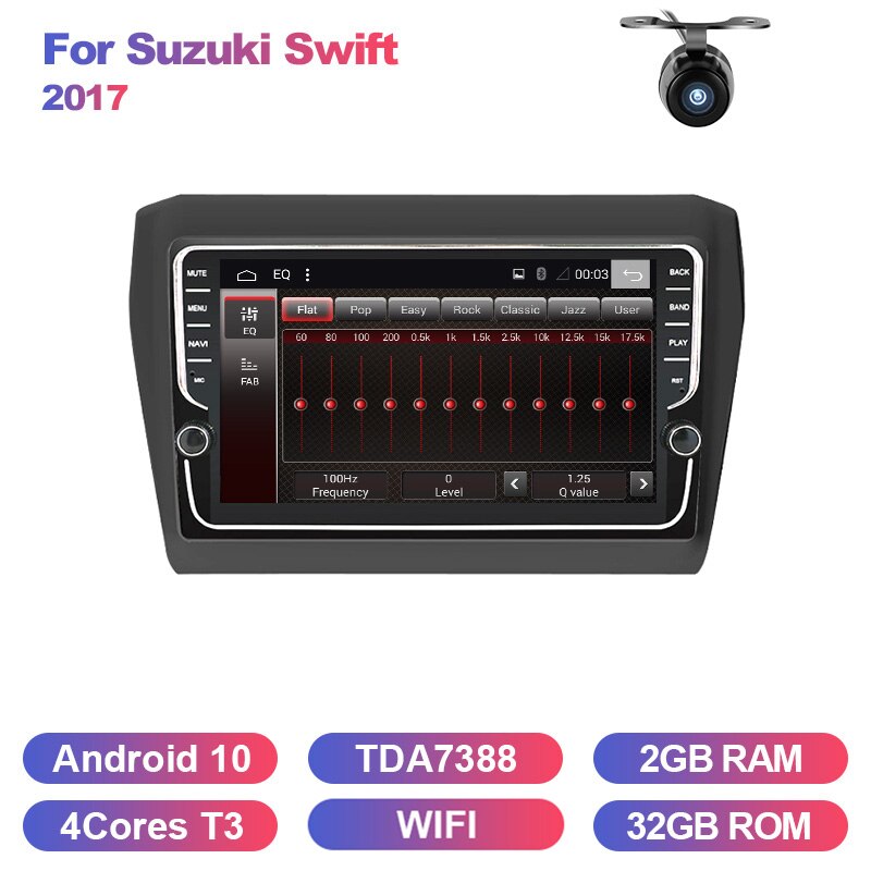 Eunavi 9'' 2 Din Android 10 Car Radio Stereo for SUZUKI SWIFT 2017 Double 2DIN Multimedia GPS 8 CORES 4G 64GB TDA7851 Audio