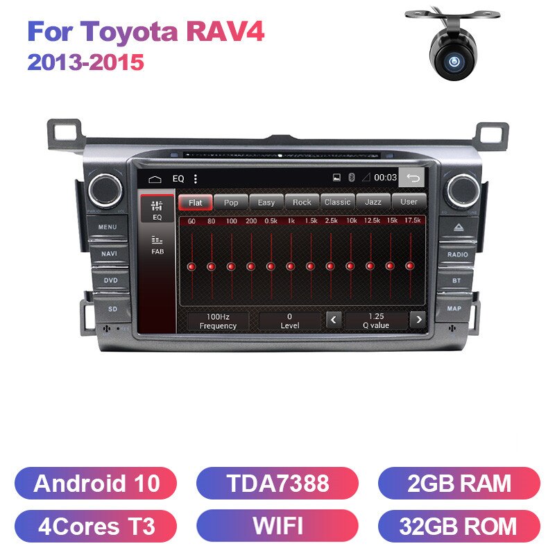 Eunavi 2 Din Android 9.0 Car DVD Radio Multimedia Stereo for Toyota RAV4 2013-2015 2Din GPS Navigation headunit pc TDA7851