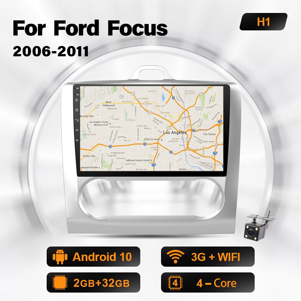 Eunavi 2 Din Android Autoradio Für Ford Focus 2 Mk2 2004-2011 Multimedia Player Auto Audio GPS Navigation 4G 64GB DSP KEINE DVD