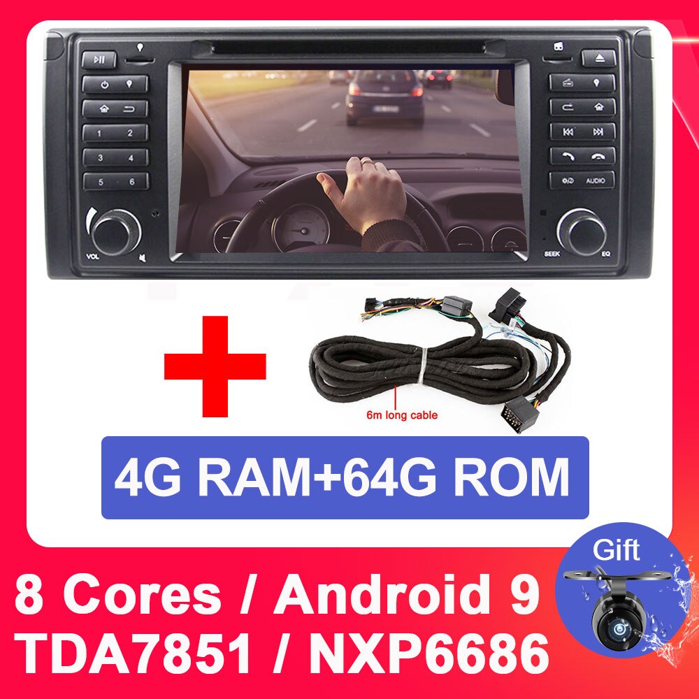 Eunavi 1 din Android 9 Car DVD For BMW E39 1996-2003 E53 X5 GPS Multimedia Radio Stereo player DSP WIFI 4GB 64GB headunit 8 core