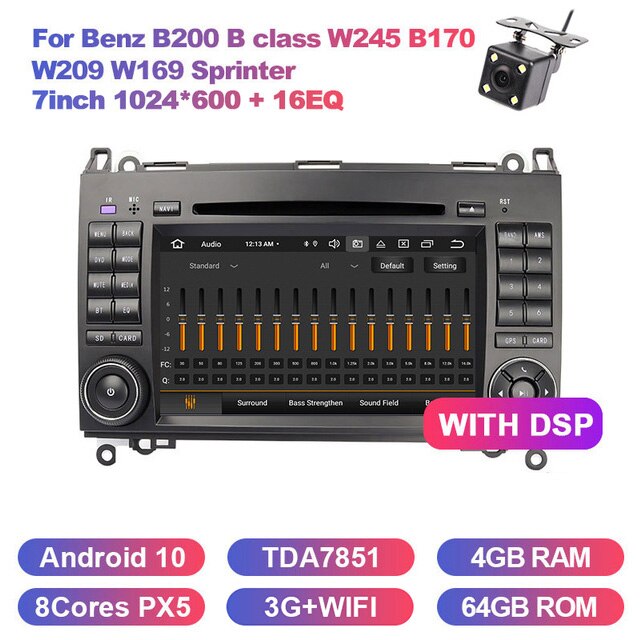 Eunavi 2 Din Android 10 Car Multimedia Player DVD Radio GPS Auto For Mercedes Benz B200 B class W245 B170 W209 W169 Sprinter DSP