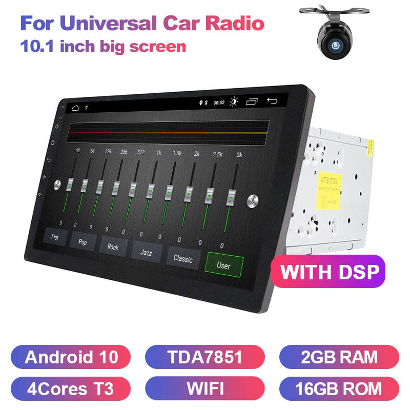 Eunavi 2 din 10,1 Zoll DSP TDA7851 Universal Android 10 Auto Multimedia Radio Player 2din GPS Touchscreen Bluetooth WLAN KEINE DVD