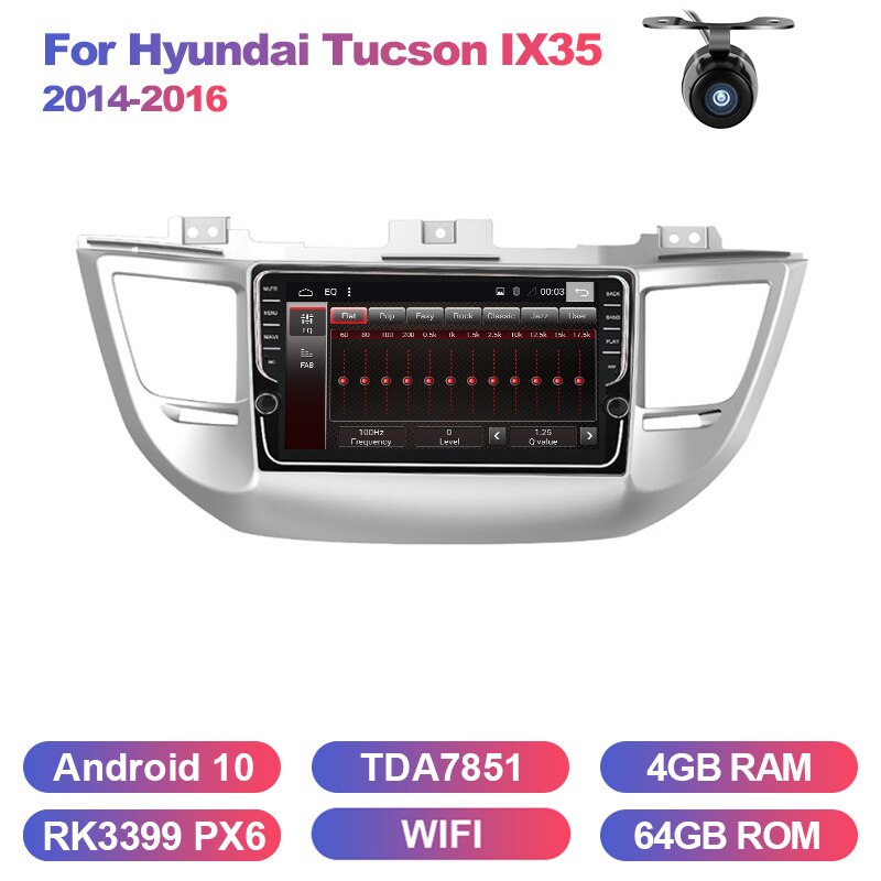 Eunavi 2din android 10 radio samochodowe dla Hyundai Tucson IX35 2014-2017 multimedialna nawigacja gps TDA7851 ekran dotykowy 1024*600