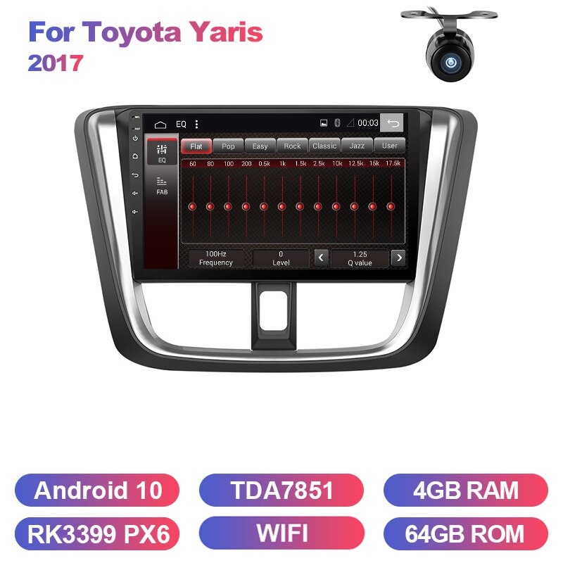 Eunavi 2 din car radio stereo multimedia for Toyota Yaris 2017 GPS 2din headunit TDA7851 WIFI RDS Subwoofer Android USB BT