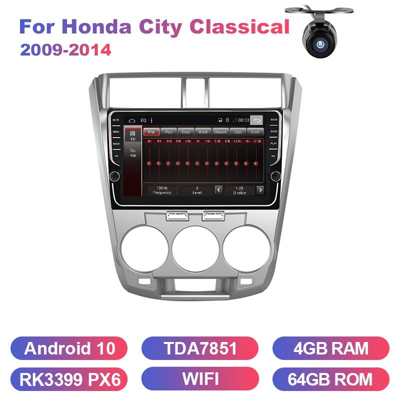 Eunavi 2 din car radio stereo multimedia for Honda City Classical 2009-2014 GPS 2din Android headunit Subwoofer USB no dvd