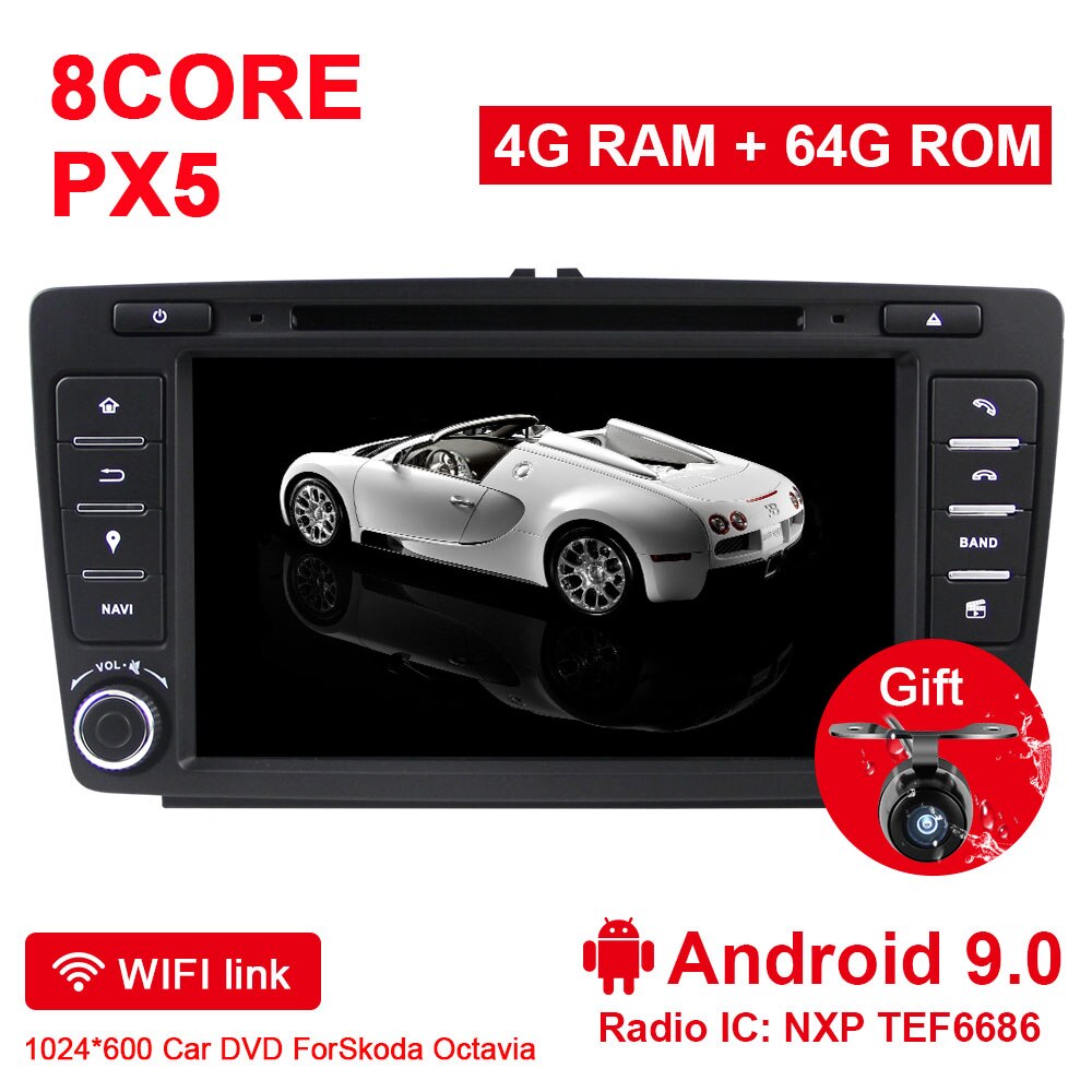 Eunavi 2 din Android 9.0 samochodowy odtwarzacz multimedialny dla Skoda Octavia 2014 2015 A7 2din radio samochodowe stereo dvd nawigacja GPS tda7851