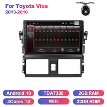 Cargar imagen en el visor de la galería, Eunavi car radio stereo multimedia pc player for Toyota Vios 2013-2016 2 din headunit GPS TDA7851 Subwoofer USB Android 10