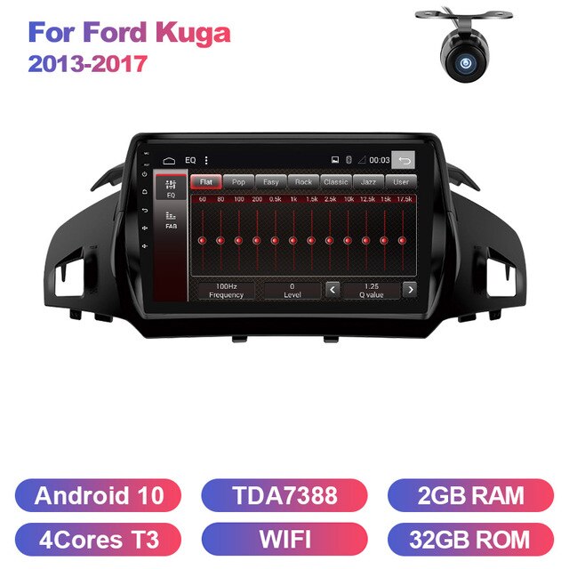 Eunavi 2 Din Android 10 Car Radio Multimedia Stereo Video Navigation GPS For Ford Kuga 2013-2017 2din headunit RDS WIFI