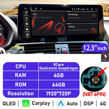 Laden Sie das Bild in den Galerie-Viewer, Eunavi 10.25&#39;&#39;/12.3&#39;&#39; Android 10 Car Radio Stereo For BMW X3 F25 X4 F26 CIC NBT System Multimedia Video Player CarPlay GPS USB