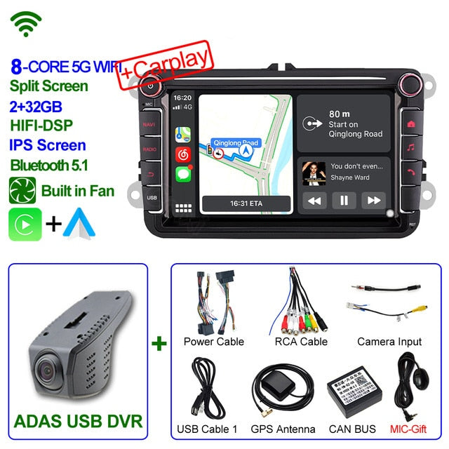 Eunavi Android 11 Car Video Player CARPLAY For VW Volkswagen Passat B7 B6 Golf Touran Polo Tiguan Jetta GPS Navigation Stereo