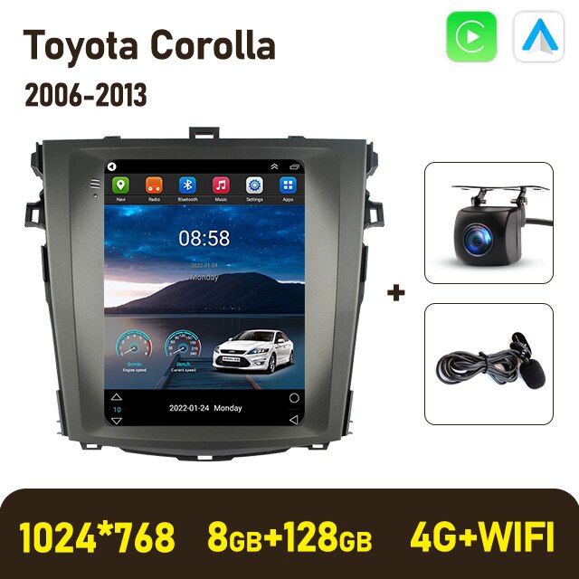 Eunavi Android Car Radio multimedia Player For Toyota Corolla E140/150 2007 - 2013 9.7" Car Stereo GPS Navigation Carplay BT