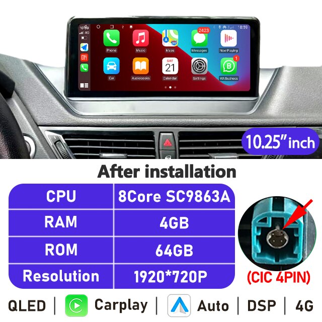 Eunavi 10.25''/12.3'' Android Auto Radio For BMW X1 E84 2009 2010 2011-2015 Car Multimedia Player Navigation GPS Carplay No DVD