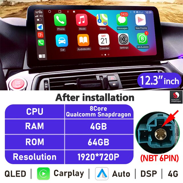 Eunavi 10.25''/12.3'' Android Car Radio Stereo For BMW 5 Series F10 F11 2010-2016 CIC NBT System Multimedia Player CarPlay GPS