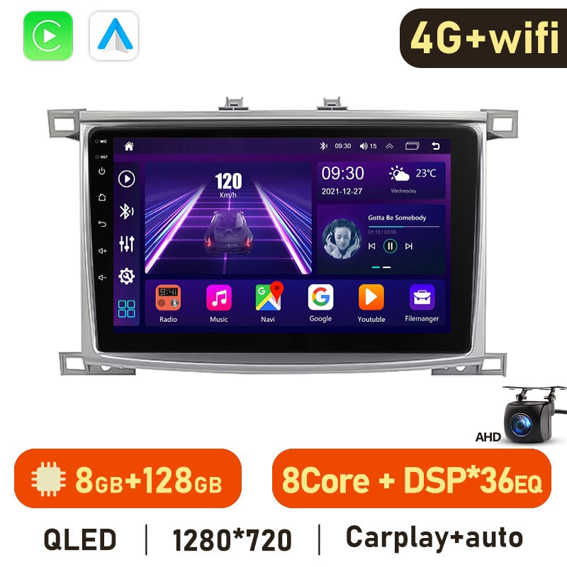 Eunavi 4G 2DIN Android Auto Radio GPS For Toyota Land Cruiser 100 For Lexus LX470 2002-2007 Car Multimedia Video Player Carplay