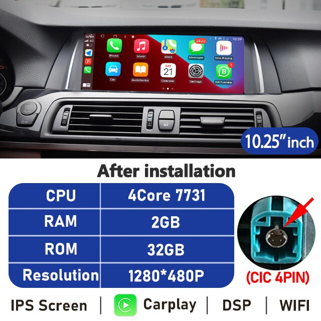 Eunavi 10.25''/12.3'' Android Car Radio Stereo For BMW 5 Series F10 F11 2010-2016 CIC NBT System Multimedia Player CarPlay GPS