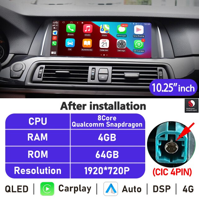 Eunavi 10.25''/12.3'' Android Car Radio Stereo For BMW 5 Series F10 F11 2010-2016 CIC NBT System Multimedia Player CarPlay GPS