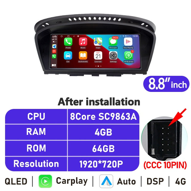 Eunavi 8.8'' IPS Android Car Radio For BMW 5 Series E60 E61 E63 E64 E90 E91 Multimedia Player Stereo CarPlay GPS Navigation 4G