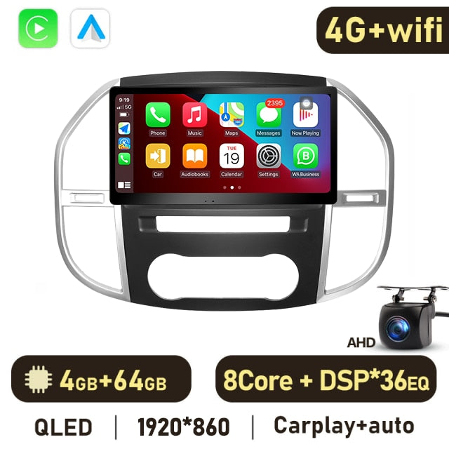 Eunavi 12.1'' 2 DIN Android Auto Radio For Mercedes Benz Vito 3 2014 2015 2016 2017 2018 2019 2020 Car Multimedia GPS Carplay