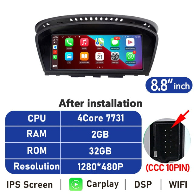 Eunavi 8.8'' IPS Android Car Radio For BMW 5 Series E60 E61 E63 E64 E90 E91 Multimedia Player Stereo CarPlay GPS Navigation 4G