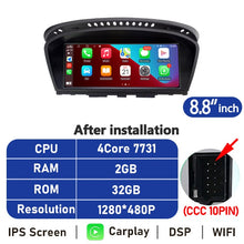 Cargar imagen en el visor de la galería, Eunavi 8.8&#39;&#39; IPS Android Car Radio For BMW 5 Series E60 E61 E63 E64 E90 E91 Multimedia Player Stereo CarPlay GPS Navigation 4G