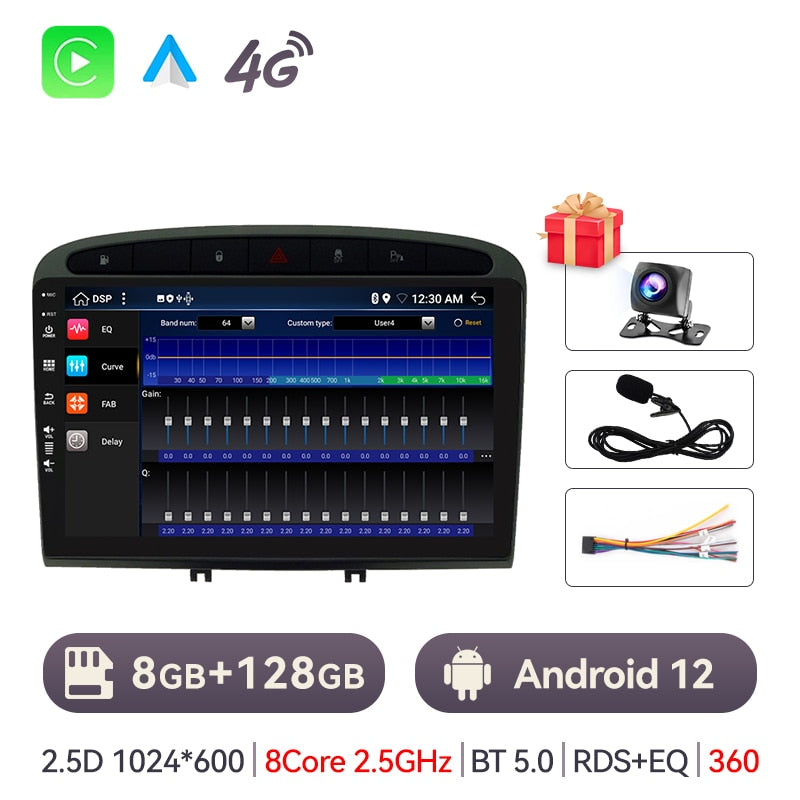 Eunavi 7862c Carplay Android Auto Radio For Peugeot 408 For Peugeot 308 308SW Car Radio Multimedia Video Player 4G Navigation