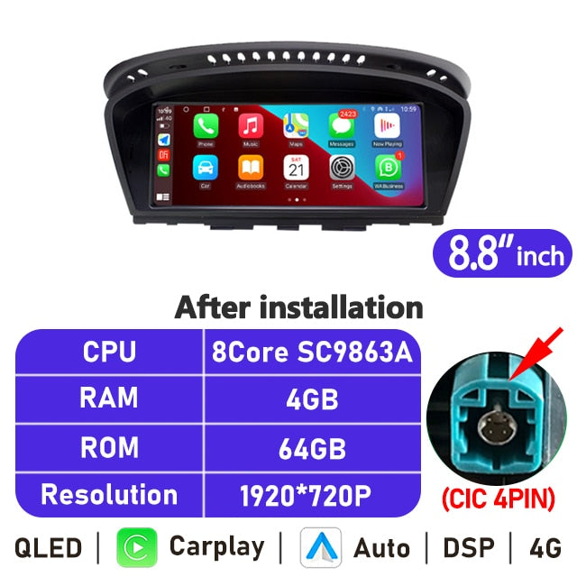 Eunavi 8.8'' IPS Android Car Radio For BMW 5 Series E60 E61 E63 E64 E90 E91 Multimedia Player Stereo CarPlay GPS Navigation 4G