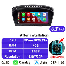 Cargar imagen en el visor de la galería, Eunavi 8.8&#39;&#39; IPS Android Car Radio For BMW 5 Series E60 E61 E63 E64 E90 E91 Multimedia Player Stereo CarPlay GPS Navigation 4G