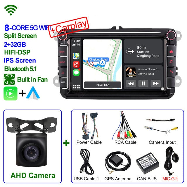 Eunavi Android 11 Car Video Player CARPLAY For VW Volkswagen Passat B7 B6 Golf Touran Polo Tiguan Jetta GPS Navigation Stereo