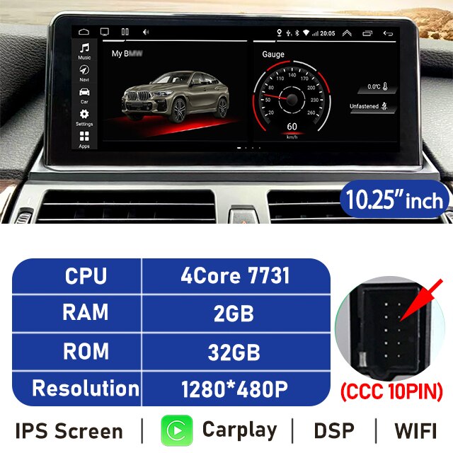 Eunavi 10.25''/12.3'' Android Car Radio GPS For BMW X5 E70 X6 E71 (2007-2013) CCC CIC System Multimedia Stereo CarPlay Autoradio