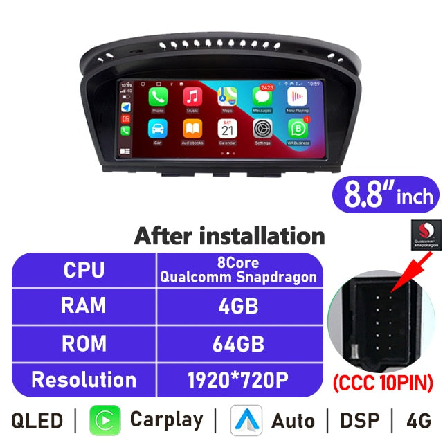 Eunavi 8.8'' IPS Android Car Radio For BMW 5 Series E60 E61 E63 E64 E90 E91 Multimedia Player Stereo CarPlay GPS Navigation 4G