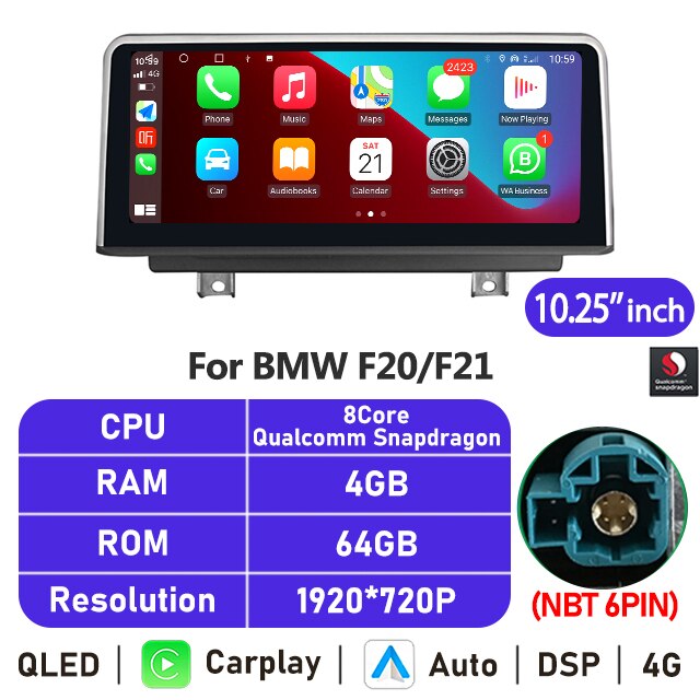 Eunavi 10.25''/12.3'' Android Car Radio Stereo For BMW F30 F20 F21 F31 F32 F33 F34 F36 NBT System Multimedia Player CarPlay GPS