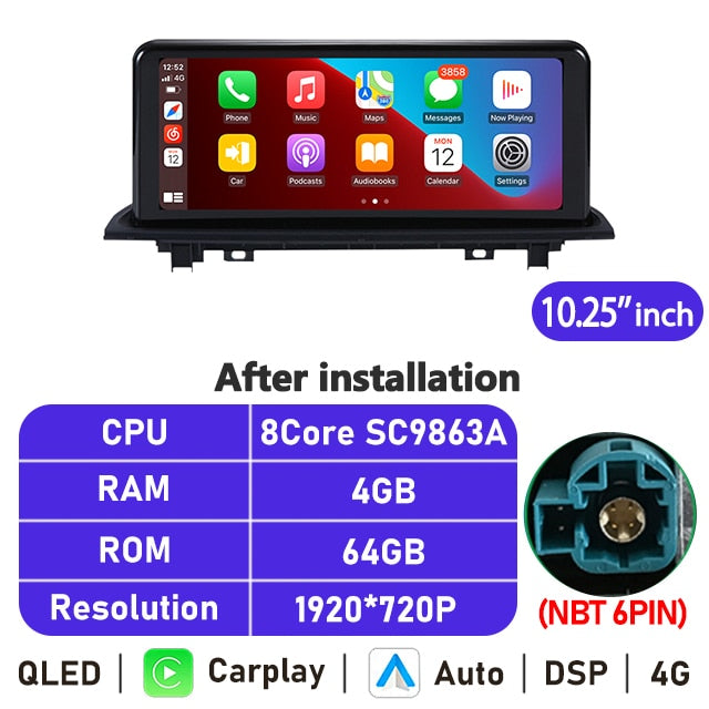 Eunavi 10.25''/12.3'' Android 10 Car Radio Stereo For BMW X1 X2 F48 2016-2017 NBT System Multimedia Video Player CarPlay GPS BT