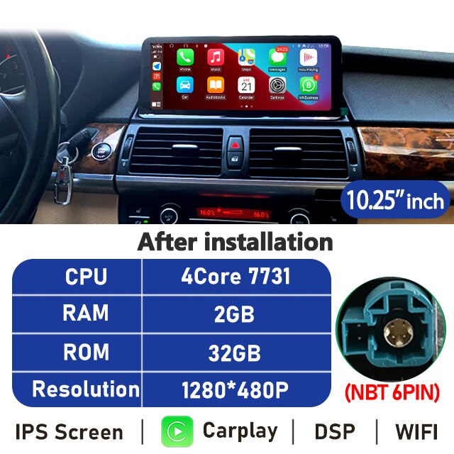 Eunavi 10.25''/12.3'' Android 10 Car Radio Stereo For BMW X5 F15 2013-2017 NBT System Multimedia Video Player CarPlay DSP GPS