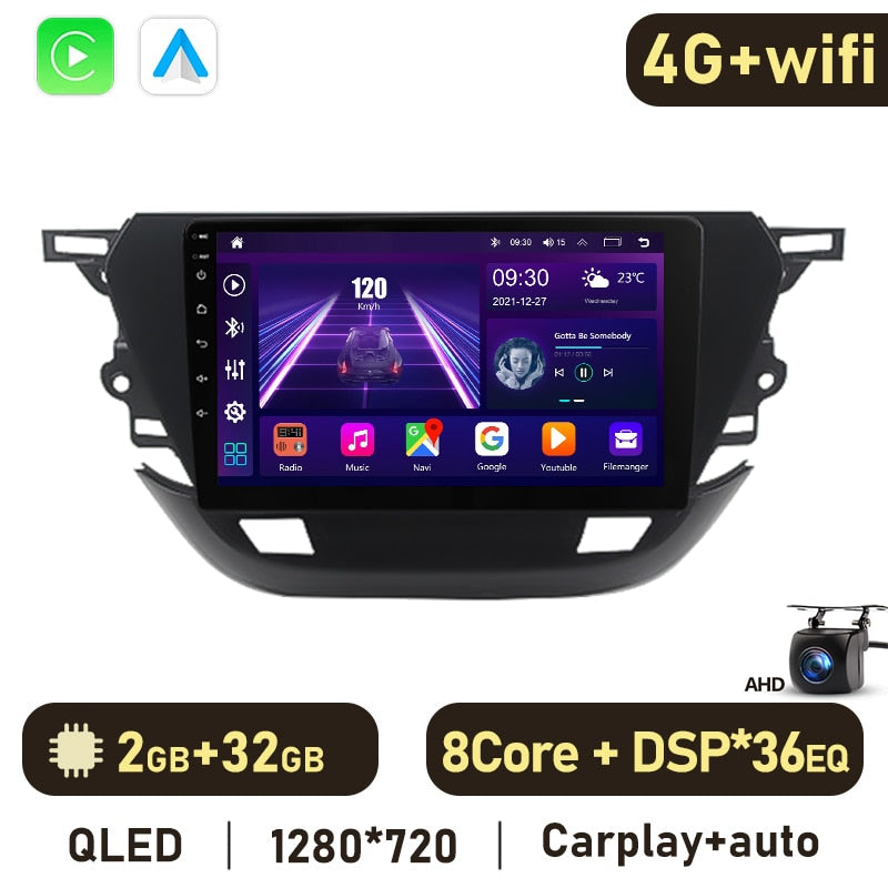 Eunavi Android 11 Car Radio DSP Multimedia Player For Opel Corsa 2020-2021 Autoradio Video QLED Screen GPS Navigation Carplay 4G