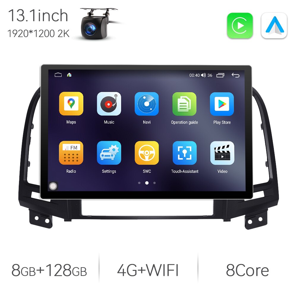 Eunavi 7862 8Core 2K 13.1inch 2din Android Radio For Hyundai Santa Fe 2 2006 - 2012 Car Multimedia Video Player GPS Stereo