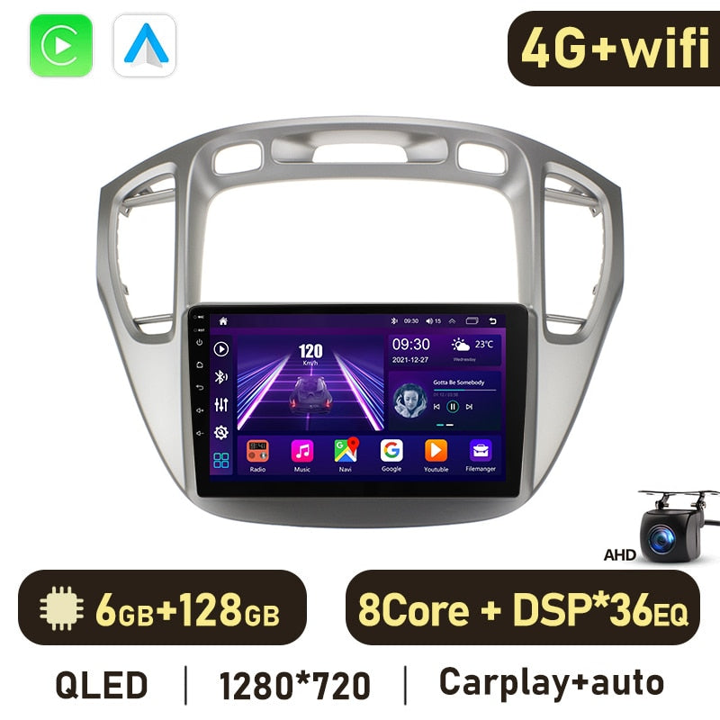 Eunavi 4G 2DIN Android Auto Radio GPS For Toyota Highlander 1 XU20 Kluger 2001-2007 Car Multimedia Video Player Carplay 2 Din