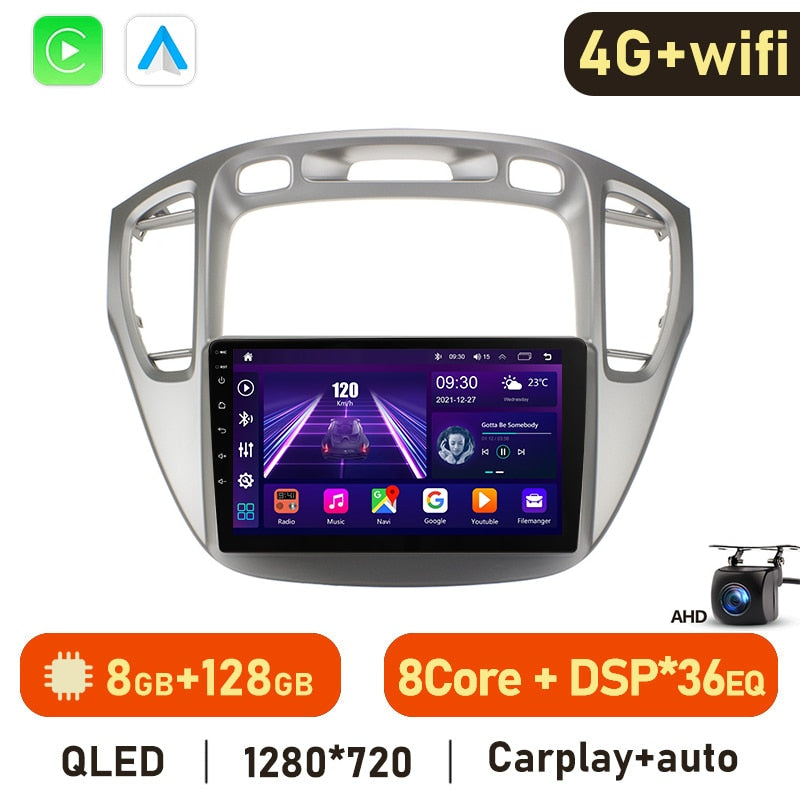 Eunavi 4G 2DIN Android Auto Radio GPS For Toyota Highlander 1 XU20 Kluger 2001-2007 Car Multimedia Video Player Carplay 2 Din