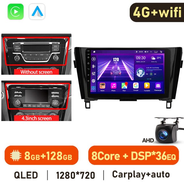 Eunavi 2 Din Android Auto Car Multimedia Player For Nissan Qashqai J11 X-Trail 3 T32 2013-2017 Auto Radio QLED Screen 4G GPS DVD