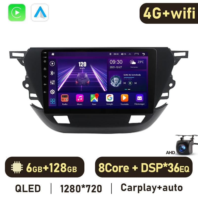 Eunavi Android 11 Car Radio DSP Multimedia Player For Opel Corsa 2020-2021 Autoradio Video QLED Screen GPS Navigation Carplay 4G