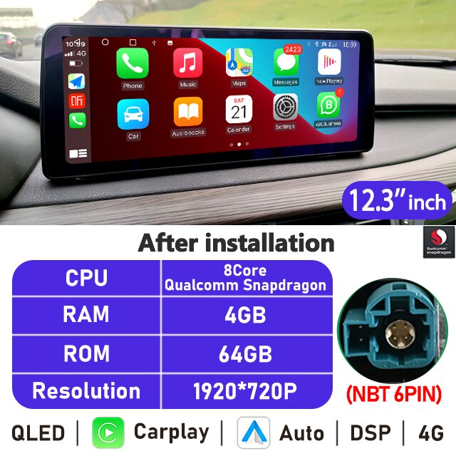 Eunavi 10.25''/12.3'' Android 10 Car Radio Stereo For BMW X5 F15 2013-2017 NBT System Multimedia Video Player CarPlay DSP GPS