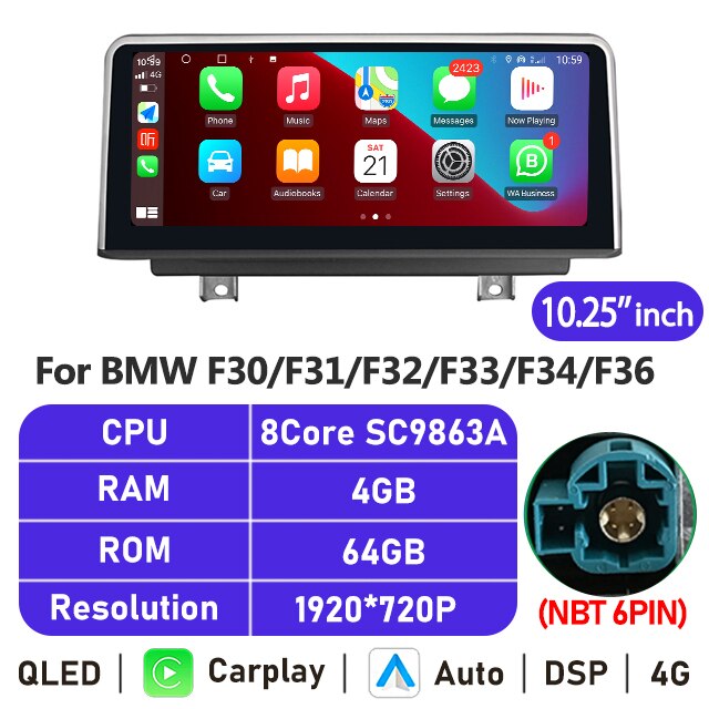 Eunavi 10.25''/12.3'' Android Car Radio Stereo For BMW F30 F20 F21 F31 F32 F33 F34 F36 NBT System Multimedia Player CarPlay GPS