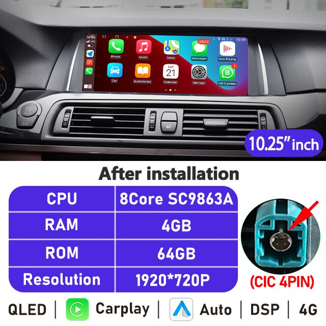 Eunavi 10.25''/12.3'' Android Car Radio Stereo For BMW 5 Series F10 F11 2010-2016 CIC NBT System Multimedia Player CarPlay GPS