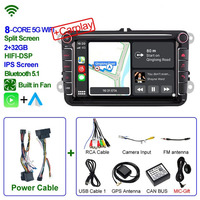 Eunavi Android 11 Car Video Player CARPLAY For VW Volkswagen Passat B7 B6 Golf Touran Polo Tiguan Jetta GPS Navigation Stereo