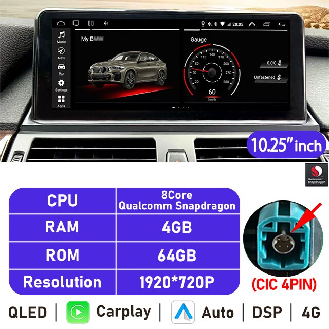 Eunavi 10.25''/12.3'' Android Car Radio GPS For BMW X5 E70 X6 E71 (2007-2013) CCC CIC System Multimedia Stereo CarPlay Autoradio