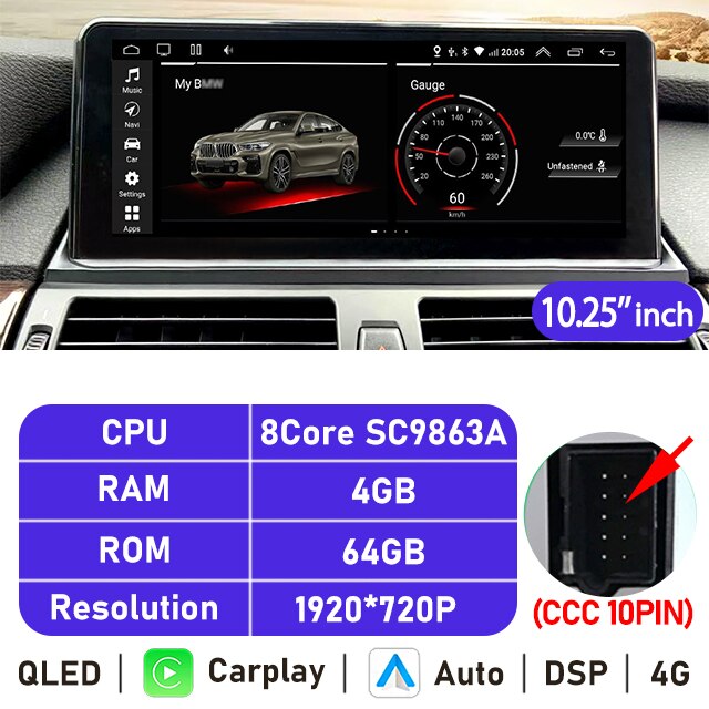 Eunavi 10.25''/12.3'' Android Car Radio GPS For BMW X5 E70 X6 E71 (2007-2013) CCC CIC System Multimedia Stereo CarPlay Autoradio