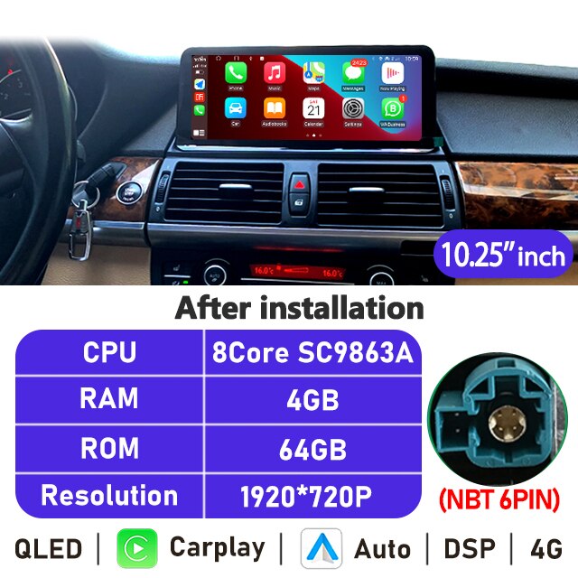 Eunavi 10.25''/12.3'' Android 10 Car Radio Stereo For BMW X5 F15 2013-2017 NBT System Multimedia Video Player CarPlay DSP GPS