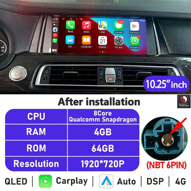 Eunavi 10.25''/12.3'' Android Car Radio GPS For BMW 7 Series F01 F02 2009-2015 CIC NBT Multimedia Player CarPlay Autoradio 4G