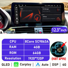 Laden Sie das Bild in den Galerie-Viewer, Eunavi 10.25&#39;&#39;/12.3&#39;&#39; Android 10 Car Radio Stereo For BMW X3 F25 X4 F26 CIC NBT System Multimedia Video Player CarPlay GPS USB