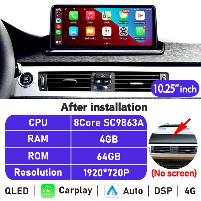 Eunavi 10.25''/12.3'' Android 10 Car Radio Stereo For BMW 3 Series E90 E91 E92 E93 2006-2012 Multimedia Player CarPlay GPS DSP